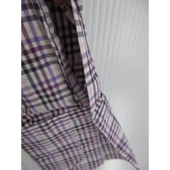 Aquas cutum Shirt 15 1/2 Button Up French Cuff Plaid Preppy Medium - Picture 8 of 11